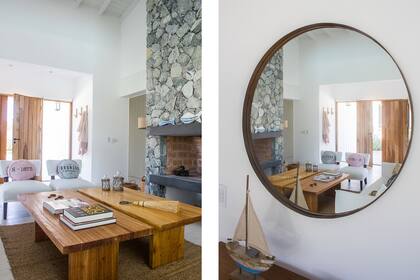 El espejo redondo con marco de hierro y la consola (La Carreta), primeras incorporaciones de la dueña de casa.