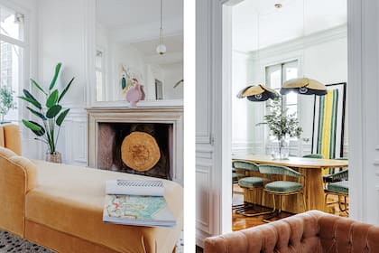 Cuadro con paleta de colores personalizada para este espacio (Taco Arte). Recipiente de vidrio (Haras Home Deco).