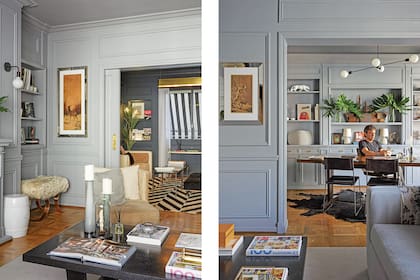 Fan de los libros de Pack & Plain, el dueño eligió tapas con los colores de los cuadros del living.