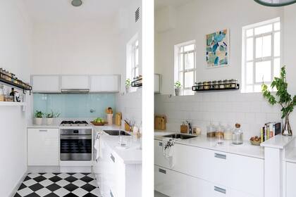 Amoblamiento y bacha (Johnson Acero). Grifería (FV). Horno y anafe (Smeg). Extractor (Spar).