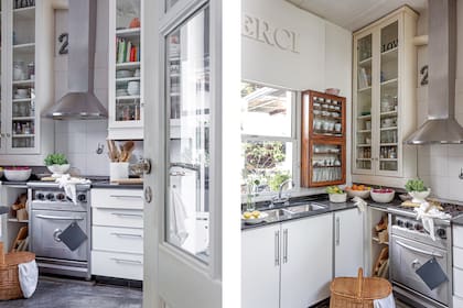 DESPUÉS: unificar el color de los muebles modernizó todo el espacio al igual que quitar las alacenas con puerta esmerilada. Bibliotecas con puertas vidriadas siguen el patrón del vajillero en el comedor.