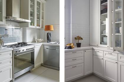 Sobre la mesada, lámpara con base de madera y pantalla en terciopelo teñido a mano (Tupé Home).