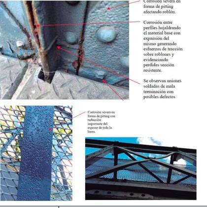 Fotos viejas de la corrosión del puente, tomadas con anterioridad a los trabajos de rehabilitación