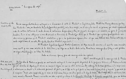 Fragmento de la primera página manuscrita del curso que Borges dictó sobre Flaubert