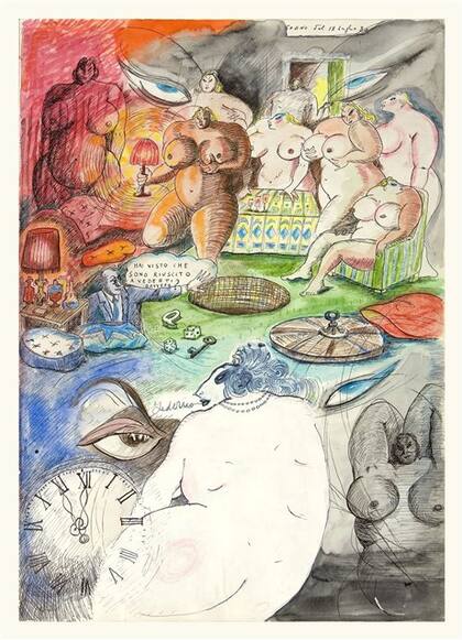 Fragmento de uno de
los sueños de Fellini, dibujados por él mismo