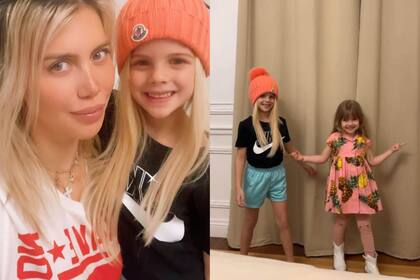 Francesca se puso una peluca rubia y quedó igualita a su mamá. La pequeña también se divirtió bailando con su hermana, Isabella