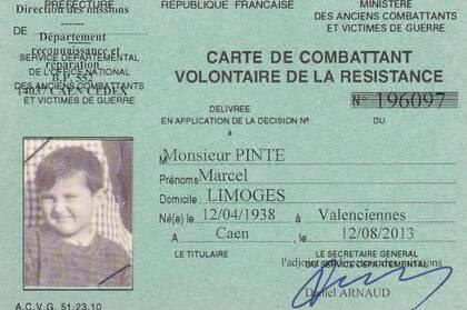 Francia emitió una identificación póstuma para Marcel que lo reconoce como miembro de la Resistencia