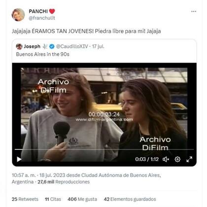 Francisca compartió en las redes su hallazgo de su propia imagen en un video de 1991 y recibió varias invitaciones muy en la onda de los años '90