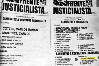 Francisco Adorni (a la derecha, abajo) cuando fue candidato duhaldista en las elecciones de 2005 en La Plata