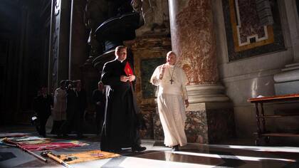 Francisco, ayer, al llegar a la Basílica de San Pedro