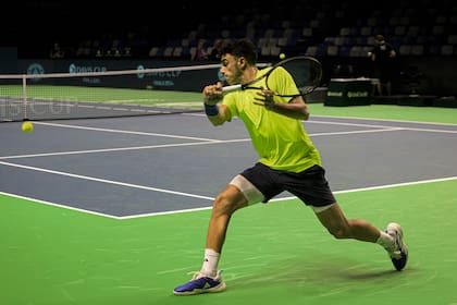 Francisco Cerúndolo durante un ensayo en Málaga, antes del Final 8
