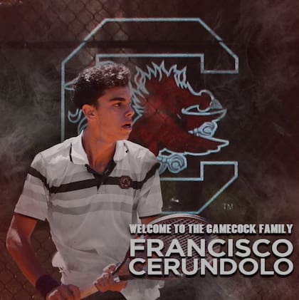 Francisco Cerúndolo en 2018, cuando no tenía certezas sobre su lugar en el tenis profesional y estuvo varios meses en la liga universitaria estadounidense. 