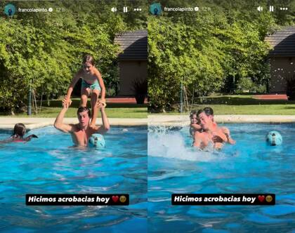 Franco Colapinto se divirtió haciendo acrobacias en la pileta (Foto: Captura de video / @francolapinto)