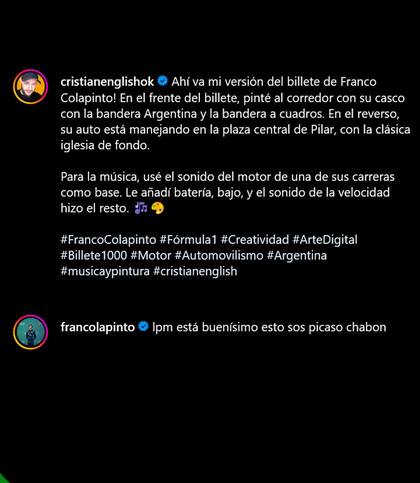 Franco Colapinto se mostró agradecido por el regalo de un fanático