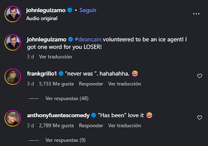 Frank Grillo apoya a John Leguizamo en su mensaje contra Dean Cain, actor que se unió al ICE (Instagram/@johnleguizamo)