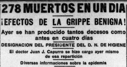 Frente a la información oficial, que calificaba a la gripe como benigna, algunos periódicos como La Argentina, alertaron sobre su gravedad