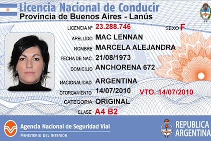 Frente de la nueva licencia de conducir