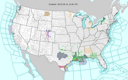 Frente estacionario en la Costa del Golfo provoca alerta por inundaciones repentinas en Louisiana y riesgo de tormentas severas en Texas