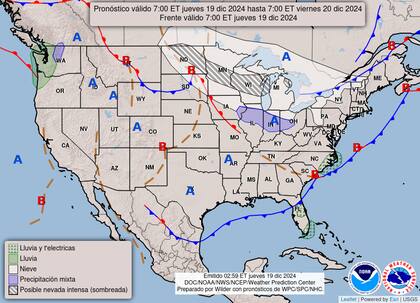Frío extremo en el medio oeste: temperaturas de hasta -10 °C acompañarán las tormentas, lo que marcará un cambio drástico en la región