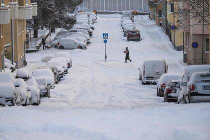 Frío extremo en Sundbyberg, cerca de Estocolmo. (Jonathan NACKSTRAND / AFP)�