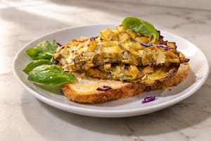 Frittata de cebollas, batata y berenjena