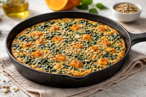 Frittata vegana de espinaca, calabaza y semillas