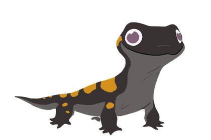 El boceto de Bruni, la salamandra, sobre el que trabajaron los animadores