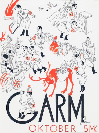 Fue la principal caricaturista en la revista satírica Garm, donde tomó una clara postura contra el fascismo.