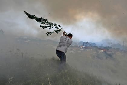 Los habitantes de las zonas afectadas intentan con desesperación apagar el fuego con lo que tengas mano