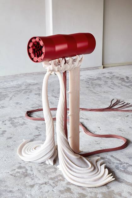 Fuente de Dinero. Una máquina para minar criptomonedas, ironía de Theophile Blanchet