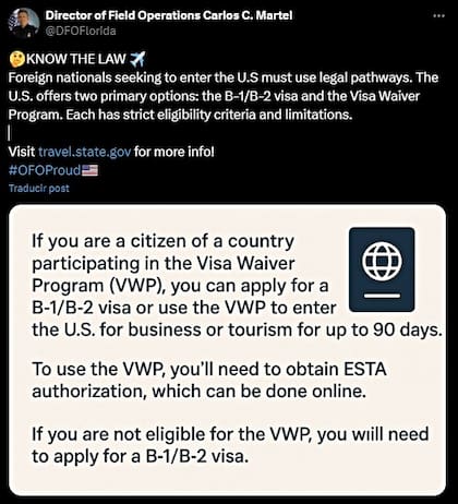 Funcionario de la CBP advierte a viajeros