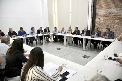 Funcionarios y dirigentes del agro con el secretario de Agricultura, Juan José Bahillo