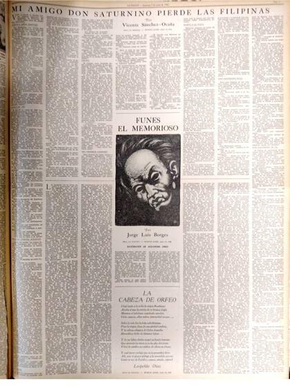 Funes, el memorioso. El cuento breve de Jorge Luis Borges fue publicado por primera vez en La Nación hace 80 años; es una cita global como referencia a Google, la historia y la memoria humana