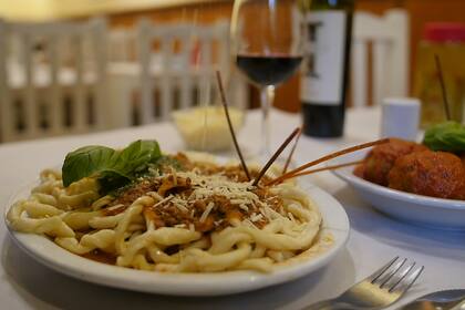 Los clásicos fusilli con vino.