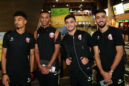 Futbolistas del seleccionado qatarí que ya está en Brasil para debutar en Copas Américas.