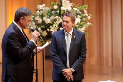 Gabino Tapia junto a Jorge Macri en su jura como ministro de Justicia de la ciudad