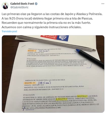 Gabriel Boric instó a la población a seguir las indicaciones de las autoridades (X: @GabrielBoric)
