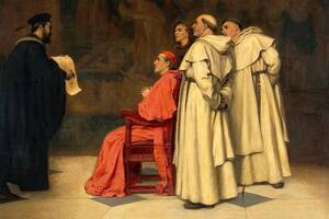 Gabriel Falloppius explicando uno de sus descubrimientos al cardenal duque de Ferrara.