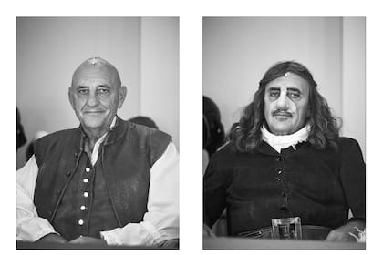 Gabriel Goity antes y después de una función de "Cyrano", de Edmond Rostand, con dirección de Willy Landin