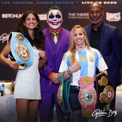 Gabriela Fundora y Chucky Alaníz, en la previa de su pelea en Las Vegas