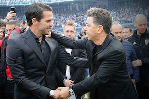 Gago y Gallardo en la definición del Campeonato 2022, en el que festejó Boca.