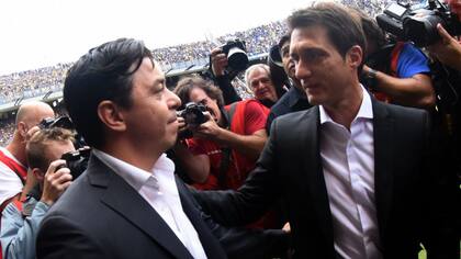 Gallardo y Guillermo, en el último superclásico disputado en la Bombonera