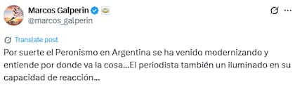 Galperin sobre los dichos de Moreno sobre Mercado Libre (X: @marcos_galperin)