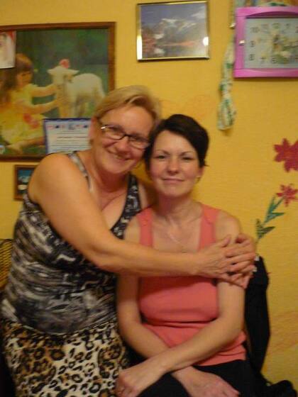 Ganna Korbutiak junto a su hija mayor, Tatiana