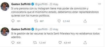 Gastón Soffritti elogió la gestión de Santiago Maratea y bromeó sobre la posibilidad de que consiga vacunas contra el coronavirus para la Argentina