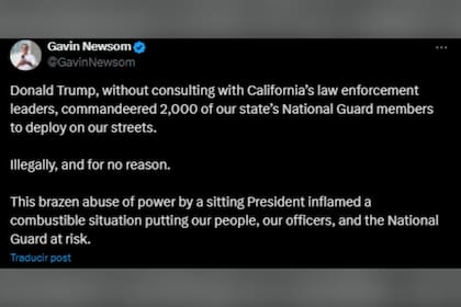 Gavin Newsom apuntó contra las acciones de la administración Trump en las protestas