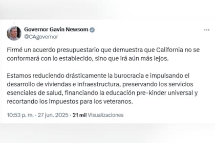 Gavin Newsom compartió el anuncio en español en sus redes sociales