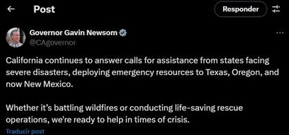 Gavin Newsom confirma el continuo apoyo a Texas tras las inundaciones