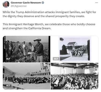 Gavin Newsom respaldó a los migrantes por el Mes de la Herencia y apuntó contra la Administración Trump