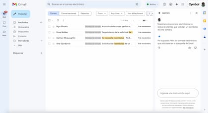Gemini dando una mano en Gmail